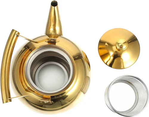 Miniatura 2 de DOITOOL Hervidor de té de acero inoxidable con infusor integrado, tetera para hervir para el hogar y restaurante, 7.48 x 7.08 x 5.11 pulgadas, mango