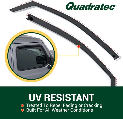 Miniatura 5 de Quadratec Viseras tintadas para ventana, solo delanteras, se adapta a Jeep Wrangler JL y Gladiator JT 2018-2023, tinte negro ahumado, mantiene fuera