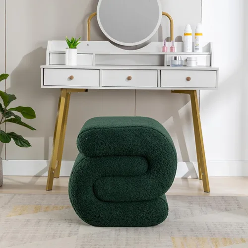 Miniatura 3 de KIVENJAJA Taburete otomano Sherpa, moderno en forma de S, taburete otomano, taburete otomano, silla decorativa para el suelo, taburete para sala
