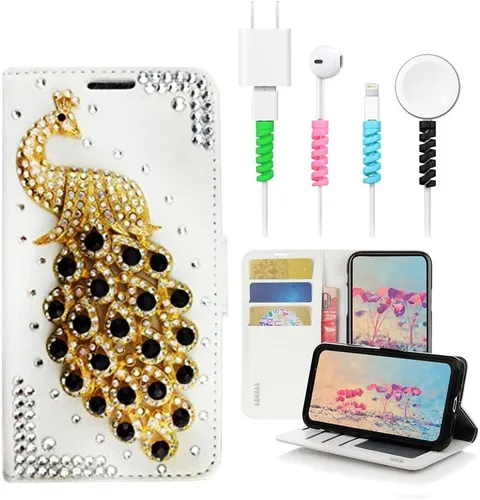 Bling - Funda para Samsung Galaxy S21, diseño de pavo real en 3D, color negro