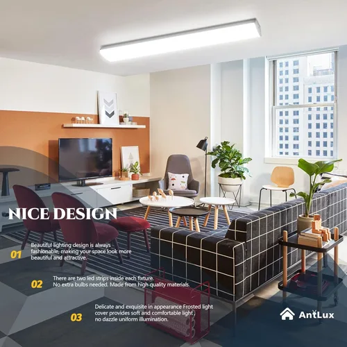 Miniatura 7 de ANTLUX Lámparas envolventes LED de 4 pies, 4800 lúmenes, luz LED de 4000 K, 4 pies, 40 W (100 W equivalente), luces lineales de montaje empotrado
