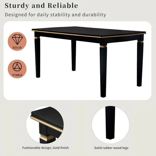Miniatura 6 de Merax Juego de mesa de comedor de cocina de 6 piezas, mesa rectangular de 60 pulgadas con 4 sillas tapizadas con respaldo alto y 1 banco, patas