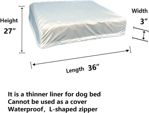 Miniatura 5 de Reemplazo de forro impermeable para cama de perro, lavable, pequeño, 20 x 15 pulgadas