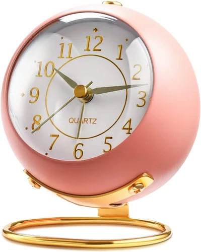 Miniatura 14 de Tetino Relojes despertadores analógicos, retroiluminación retro, bonito diseño simple, pequeño reloj de escritorio con luz nocturna, silencioso sin