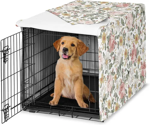 Miniatura 25 de Sweet Jojo Designs Cubierta para jaula de perro de 36 pulgadas (Boho Floral Rosa/Gris) para niñas, cubierta para perrera