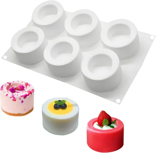 Miniatura 16 de Moldes grandes de silicona para chocolate, 6 cavidades redondas, moldes de vidrio para chupitos de hielo, galletas, dulces, postres, pudín y postre