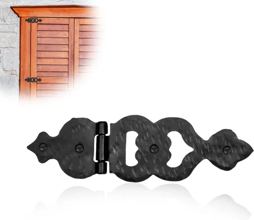 Miniatura 30 de Paquete de 2 bisagras de hierro forjado negro de 9 pulgadas, bisagras decorativas de hierro forjado, bisagras de hierro rústico para persianas