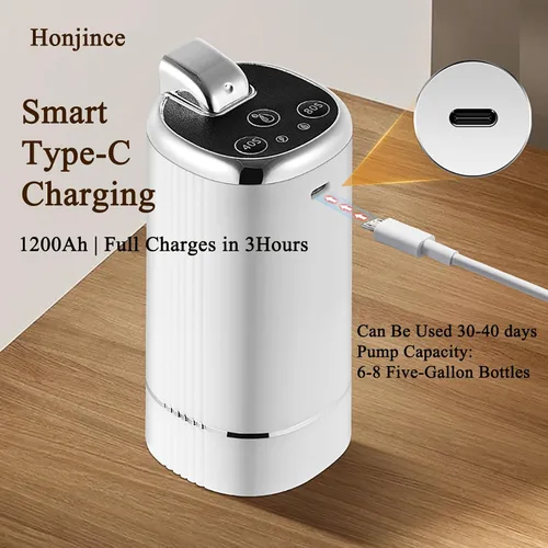 Miniatura 3 de Dispensador de agua eléctrico plegable para jarra de 5 galones, carga USB, 3 modos con interruptor de apagado automático, portátil para el hogar, al