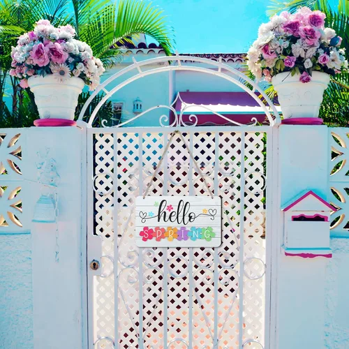 Miniatura 2 de Letrero de verano con texto en inglés «Hello Summer» para puerta delantera, decoración de bienvenida, letrero colgante para puerta de casa de campo