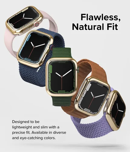 Miniatura 3 de Ringke Estilo de bisel [elegante marco de acero inoxidable] compatible con Apple Watch Series 9, 8, 7 (1.772 pulgadas), protector antiarañazos, Oro