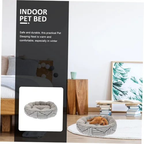 Miniatura 4 de ORFOFE Cama compacta de forro polar de cordero para mascotas, tapete para dormir para gatos y perros, cálido y ligero, portátil, cojín