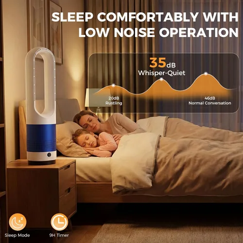 Miniatura 3 de NEWBULIG Ventilador de torre sin aspas de 22 pulgadas para dormitorio, ventilador silencioso oscilante de 80°, 8 velocidades, temporizador de 9H
