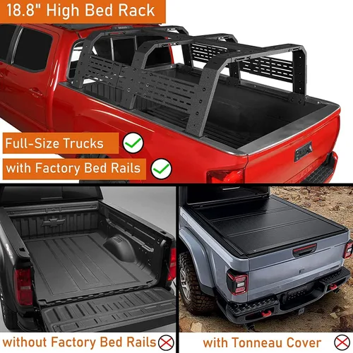 Miniatura 2 de Hooke Road - Portaequipaje de plataforma de 18.8" de alto para camiones de tamaño completo con rieles de cama - Compatible con Toyota 07-23 Tundra