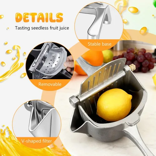 Miniatura 4 de Extractor de jugo de frutas frescas, exprimidor de mano 2026, exprimidor de limón, prensa manual con agarre ergonómico para una extracción eficiente