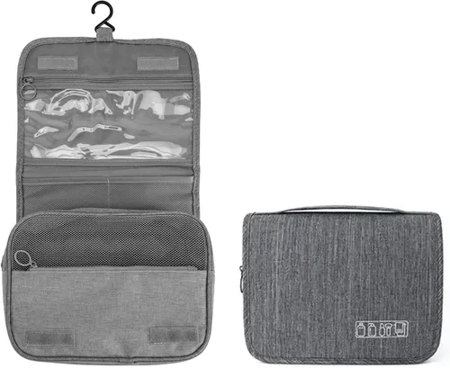 Miniatura 28 de L&FY Neceser portátil multifuncional para viaje, estuche de maquillaje y cosméticos, organizador de artículos de aseo, A-Negro