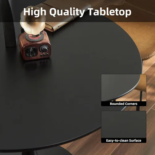 Miniatura 4 de Mesa de comedor redonda, mesa circular de tulipán de 31.5" con tablero engrosado y pedestal de metal, mesa de bistró moderna de mediados de siglo