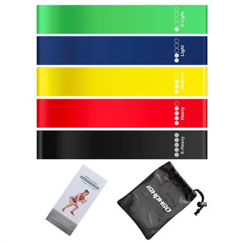 Miniatura 8 de Bandas de resistencia, bandas de ejercicio ishphso bandas de resistencia para entrenamiento, bandas elásticas para mujeres, hombres, niños, pilates