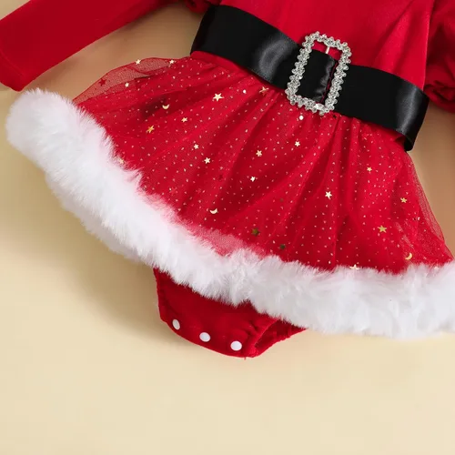 Miniatura 23 de FYBITBO Vestido de Navidad para bebé niña, terciopelo verde, manga larga, tutú, mameluco, vestido de fiesta, traje de Navidad