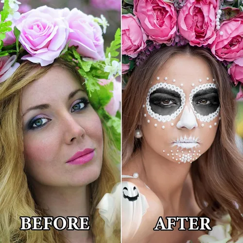 Miniatura 3 de Pintura corporal blanca y negra, paleta de maquillaje SFX con pinceles, paleta de pintura de crema a base de aceite, kit de maquillaje de Halloween