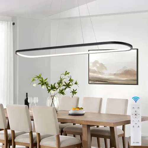 MADEM Candelabro LED moderno, 39.4 pulgadas, luz lineal negra, luz colgante de mesa de billar, lámpara colgante regulable 3CCT para comedor, cocina,