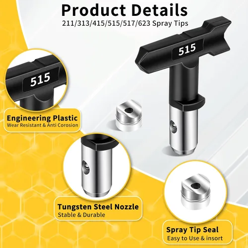 Miniatura 5 de Kit de pistola pulverizadora de pintura de 23 piezas 3600PSI, con manguera de alta presión de 50 pies, poste de extensión y puntas de pulverización