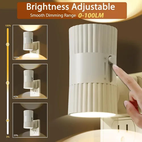 Miniatura 4 de Luces nocturnas enchufables a la pared, luz nocturna giratoria de 90° con sensor de atardecer a amanecer, luz de pared regulable de 0-100 lúmenes