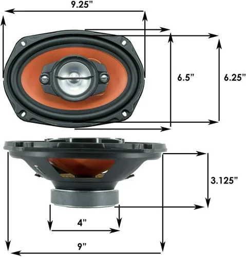 Miniatura 7 de 4xAudiobank AB790 6X9-Inch 4-Way 2nd-Gen Blue Car Audio estéreo coaxial Altavoces coaxiales 1000 vatios de potencia máxima 300 vatios RMS/par