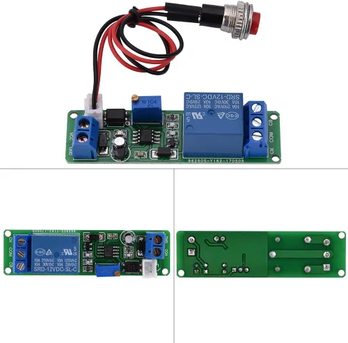 Miniatura 5 de 1 temporizador de 12 V CC e temporizador ajustable de apagado e interruptor de tiempo de relé de sincronización de 1 a 10 segundos 2.661 x 0.756 in