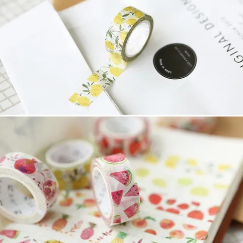 Miniatura 9 de YUBBAEX Juego de 6 rollos de cinta adhesiva washi para plantas, frutas y flores, cinta adhesiva decorativa para artes, manualidades, suministros