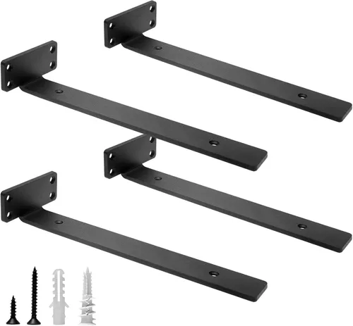 Miniatura 26 de HITOMEN Soportes de estante flotante de servicio pesado, accesorios de estantes ocultos de 8 pulgadas (1/5 pulgadas de grosor), soportes de hierro