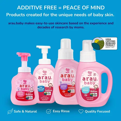 Miniatura 7 de Arau Baby Repuesto de espuma sin perfume, biberón y jabón para platos a base de plantas naturales, sin fragancia ni aditivos artificiales, suave