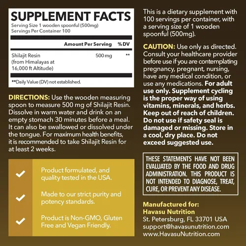 Miniatura 2 de Resina Shilajit del Himalaya con ácido fúlvico, ácido húmico y más de 80 oligominerales – 500 mg de Shilajit de grado dorado para hombres y mujeres