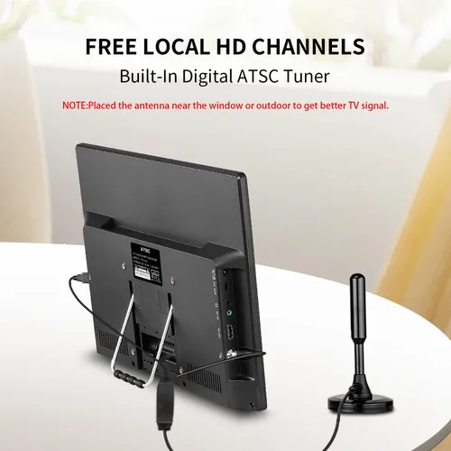 Miniatura 2 de Othoig TV portátil de 14 pulgadas, pequeño televisor con baterías, HDMI, USB, ranura AV y 1 antena, control remoto, cable de automóvil de 12