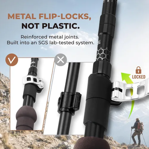 Miniatura 4 de Trekology Trek-Z - Bastones de senderismo y trekking plegables - Soporte de equilibrio para personas mayores, mujeres y hombres, 2 unidades por set