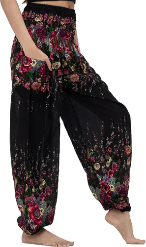 Miniatura 2 de B BANGKOK PANTS Pantalones harem para mujer, ropa bohemia con bolsillos