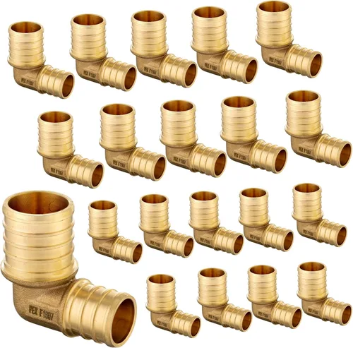 Miniatura 8 de Paquete de 10 codos reductores PEX, latón de 3/4 x 1/2 pulgadas, 90 grados, certificado ASTM F1807