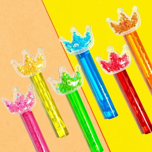 Miniatura 2 de uoyoi Recuerdos de fiesta de princesa, 24 piezas de varitas de burbujas con corona de brillo para niños, varita de burbujas con corona brillante