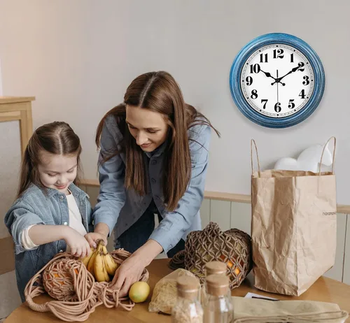 Miniatura 7 de JENLYSTIME Reloj de pared retro de 12 pulgadas, silencioso, sin tictac, funciona con batería, movimiento fácil de leer, relojes de pared para 12