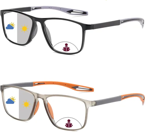 Miniatura 10 de Gafas de lectura para hombre, 2 pares, estilo deportivo, cómodas y flexibles, con bloqueo de luz azul, lectores para hombres Amarillo y rojo