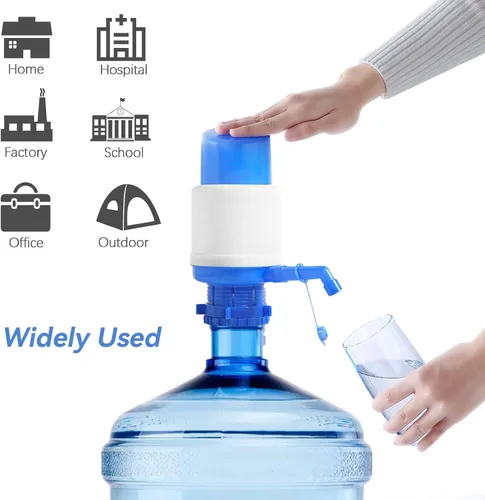 Miniatura 3 de Bomba de botellas de agua, bomba de jarra de agua portátil azul, dispensador de agua manual con un tubo extra corto que se adapta a la mayoría