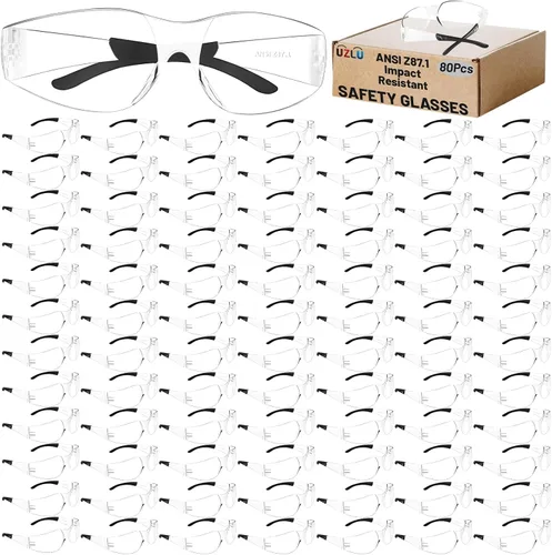Miniatura 18 de 50 lentes de seguridad unisex a granel de 8 colores transparentes con ANSI Z87.1, resistentes a impactos y arañazos, lentes de sol de seguridad