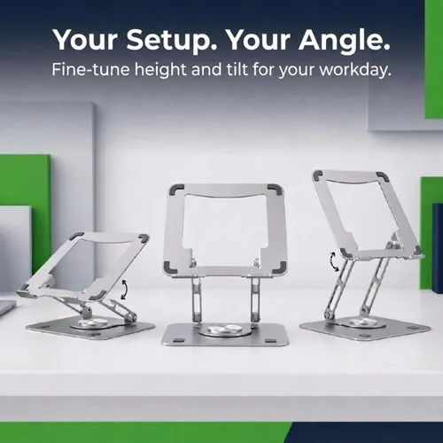 Miniatura 6 de Uncaged Ergonomics Soporte giratorio para computadora portátil, soporte ajustable para iPad para escritorio con rotación de 360°, soporte portátil