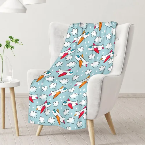 Miniatura 2 de Manta de avión para regalo, 30 x 40 pulgadas, bonita manta para niños y adultos, manta suave y mullida verde claro para sofá, oficina
