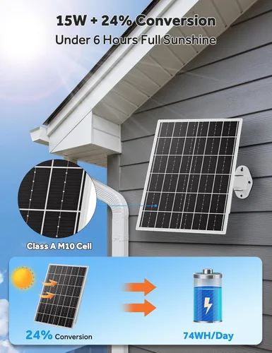 Miniatura 3 de Kit de panel solar de 15 W 5 V con batería LiFePO4 de 20000 mAh, controlador MPPT - Cámaras de energía para exteriores, cámaras de seguridad