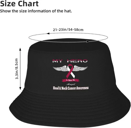 Miniatura 2 de My Hero is Now My Angel Head & Neck Cancer Awareness - Sombreros de pescador de doble tejido para mujeres/hombres, sombrero de pescador