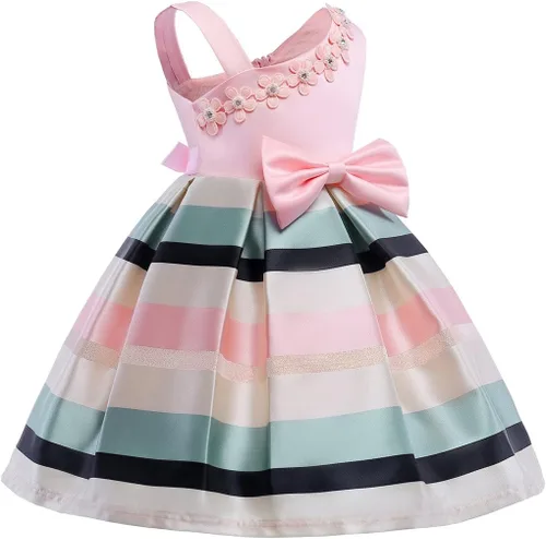 Miniatura 3 de NSSMWTTC 2-9T Vestido formal para niñas, con diseño de flor
