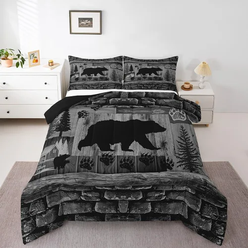 Miniatura 28 de Feelyou juego de ropa de cama con diseño de ciervo para niños y niñas, tamaño twin, con huella de pata de ciervo, juego de edredón ultra suave