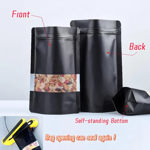 Miniatura 5 de 100 bolsas a prueba de olores, bolsas de Mylar negras resellables, bolsas Ziplock de 3.9 x 5.9 in Bolsas Mylar con ventana,Bolsas sellables de pie