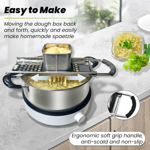 Miniatura 2 de SPEENSUN Fabricante de Spaetzle, Prensa de Spaetzle de Acero Inoxidable de Grado Premium, Eficiente Fabricante de Spaetzle Casero y Knoepfle, Facil