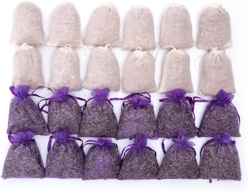 Lavande Sur Terre Paquete de 24 chips de cedro y bolsitas de lavanda (12 lavanda, 12 cedros) - Bolsa de fragancia para el hogar para cajones y